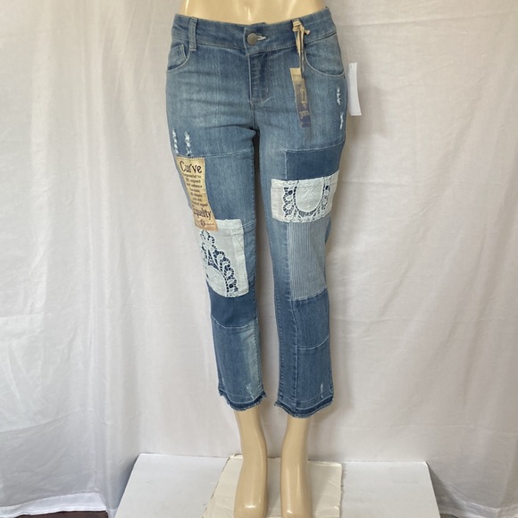 DEMOCRACY Jeans Women’s No Gap Size 4 Light Blue Denim Patched Distressed NWT - Picture 4 of 11